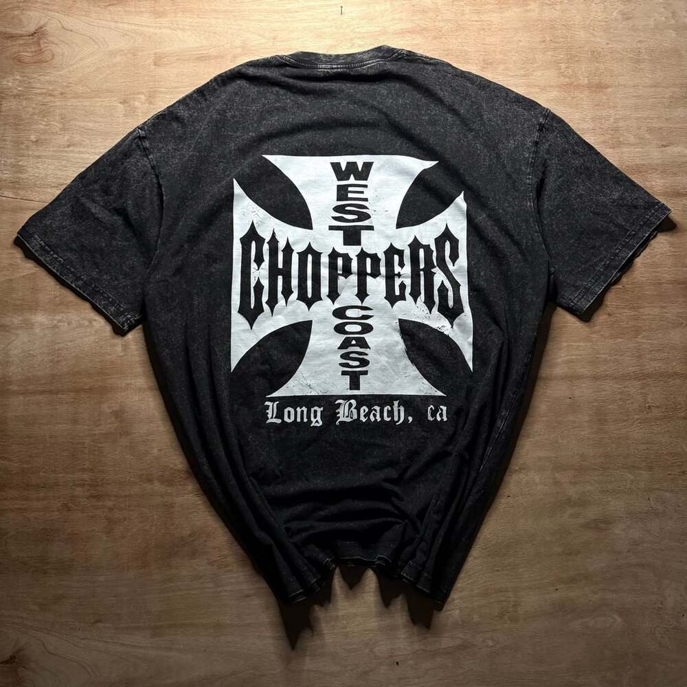 West Coast Choppers T-Shirt Size 2XL Black Acid Wash Cross Graphic